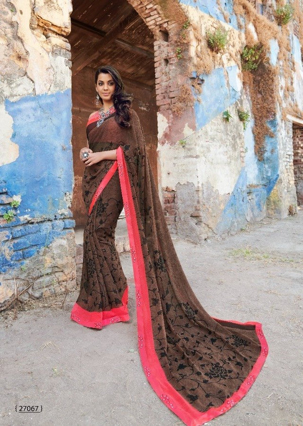 Sanskar Sanskar Kamlee Stp-27067 Brown Georgette Saree