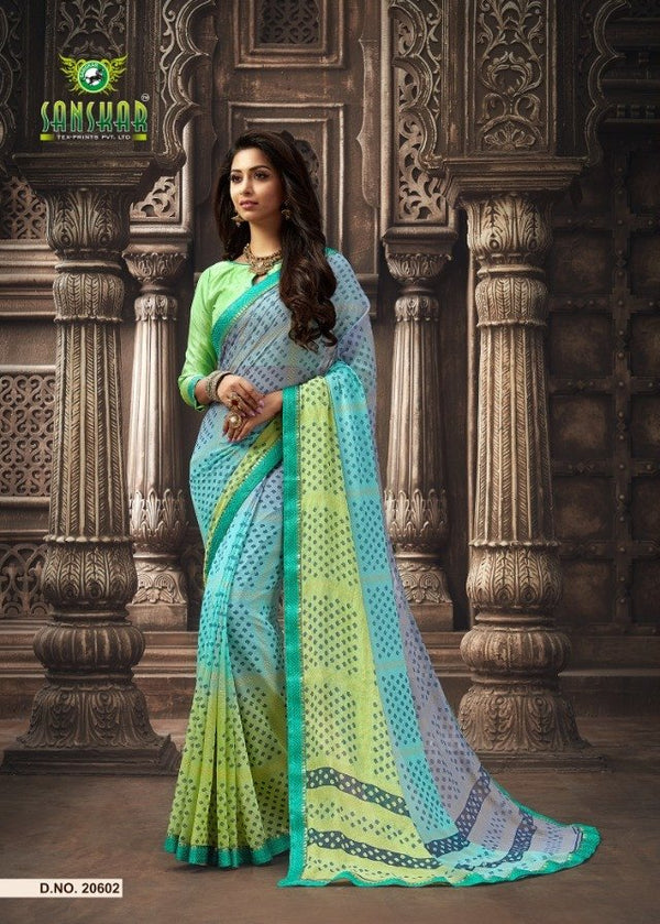 Sanskar Sanskar Manorama Stp-20602 Multicolor Chiffon Saree