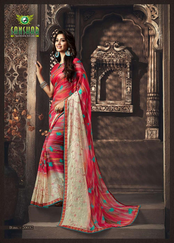 Sanskar Sanskar Nayna Stp-20032 Multicolor Chiffon Saree