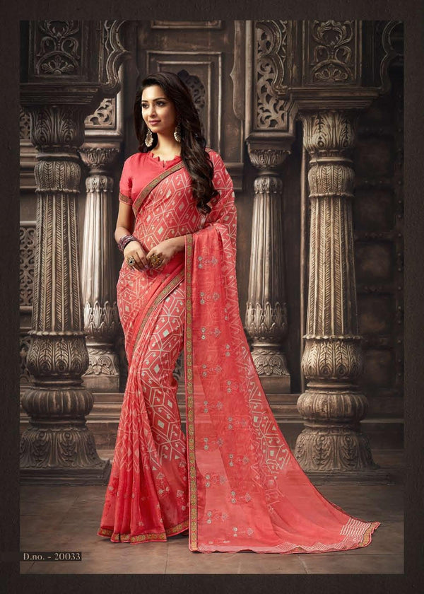 Sanskar Sanskar Nayna Stp-20033 Pink Chiffon Saree