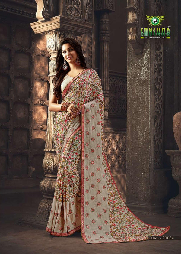 Sanskar Sanskar Nayna Stp-N20034 Multicolor Chiffon Saree