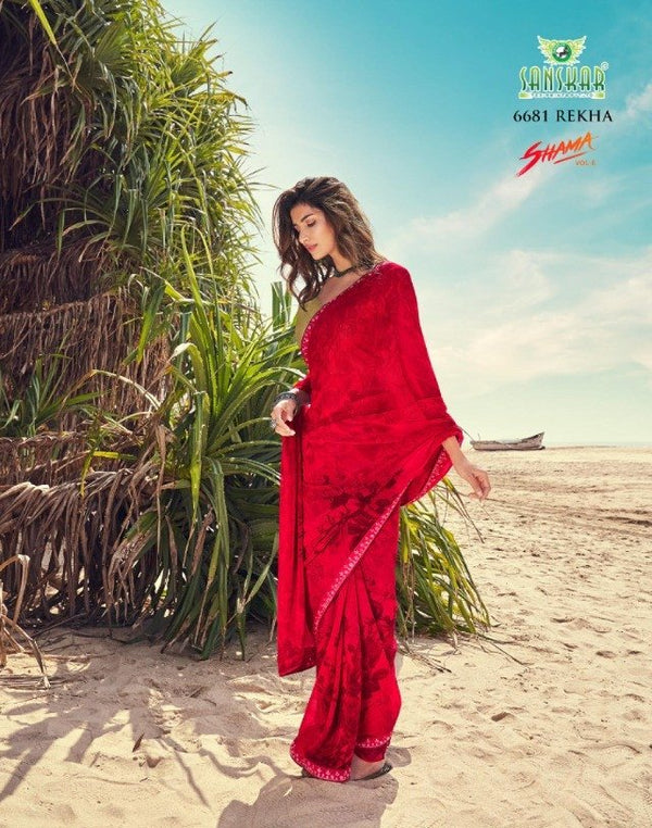 Sanskar Sanskar Shama Stp-6681 Red Unique Fancy Fabric Saree