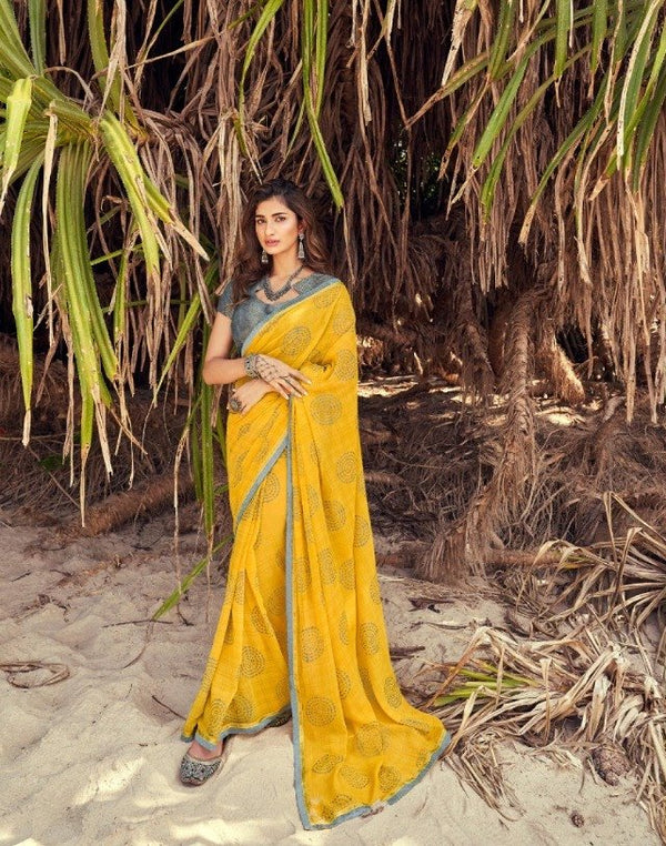 Sanskar Sanskar Shama Stp-6684 Yellow Unique Fancy Fabric Saree