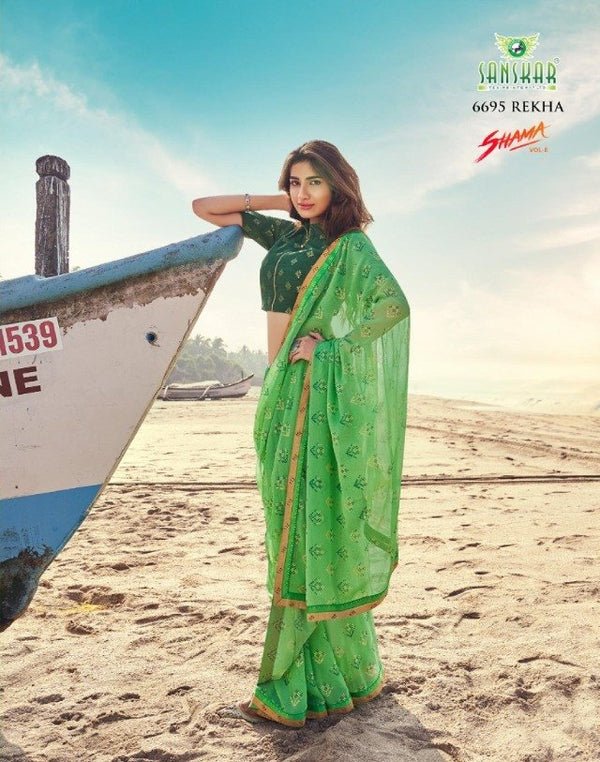 Sanskar Sanskar Shama Stp-6695 Green Unique Fancy Fabric Saree