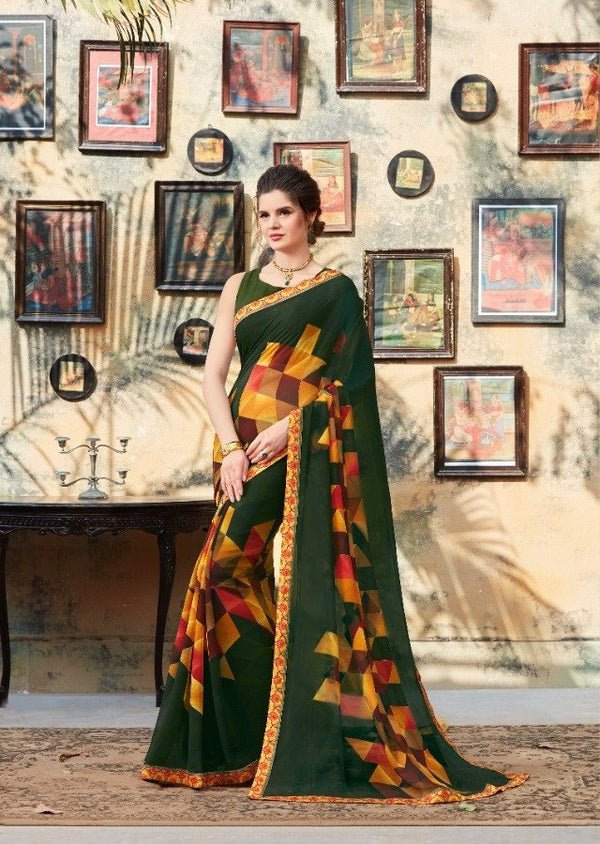 Sanskar Sanskar Signature Stp-12001 Green Georgette Saree