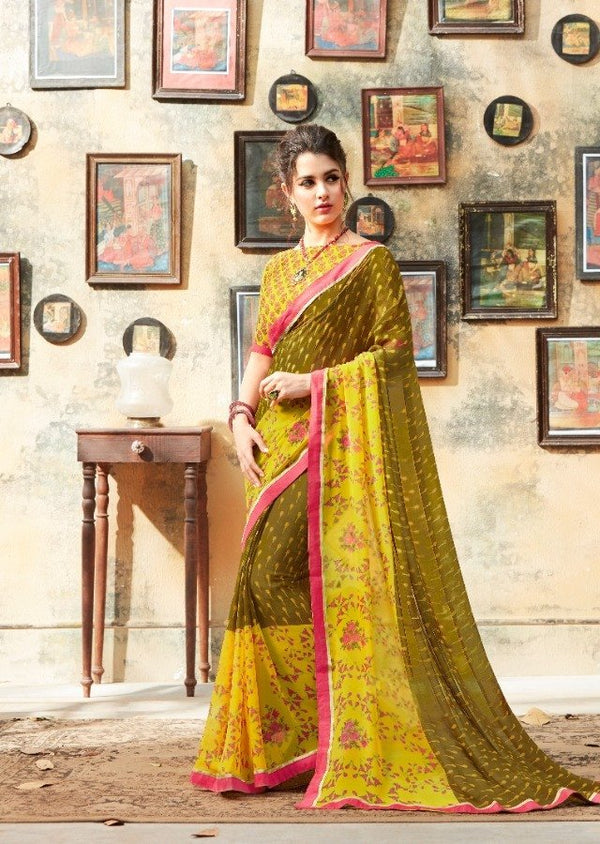 Sanskar Sanskar Signature Stp-12007 Yellow Georgette Saree