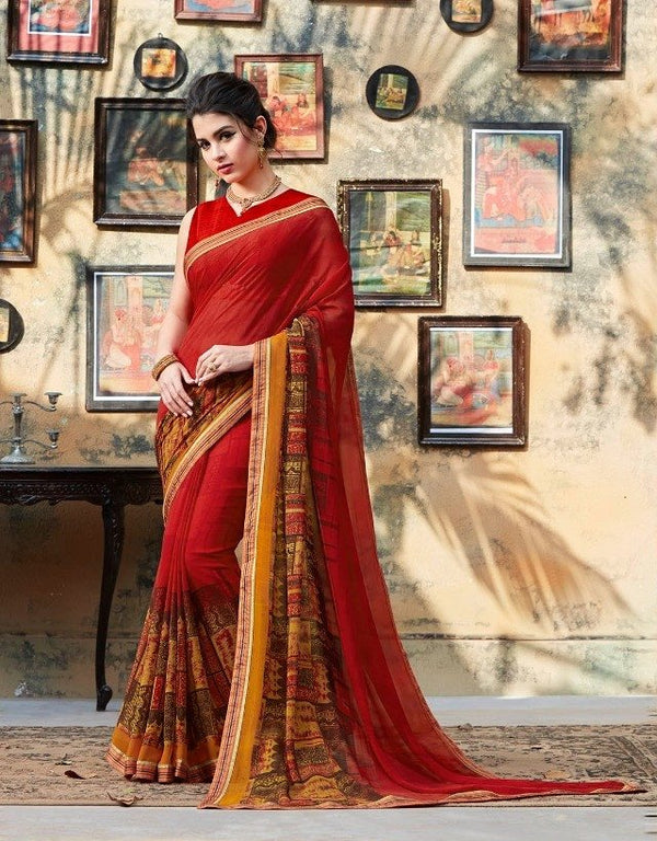 Sanskar Sanskar Signature Stp-12009 Maroon Georgette Saree