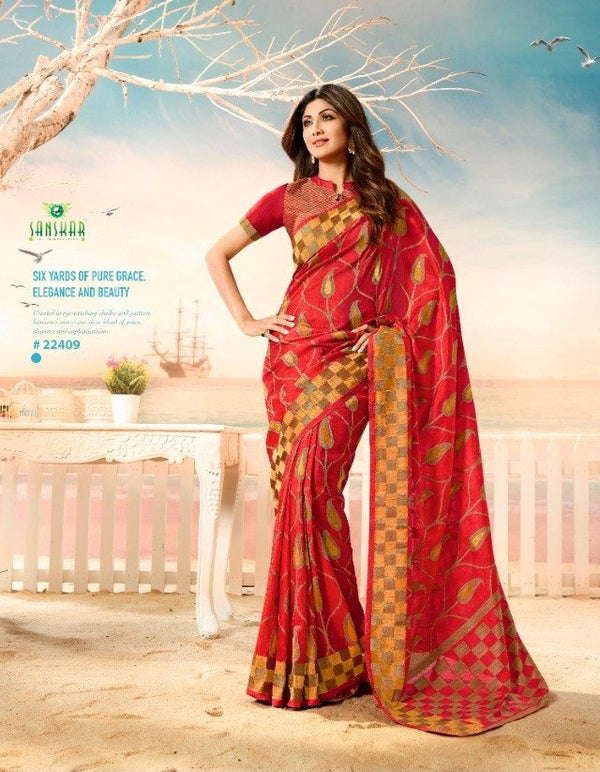Sanskar Sanskar Silk Shilpa Stp-22409 Red Silk Saree