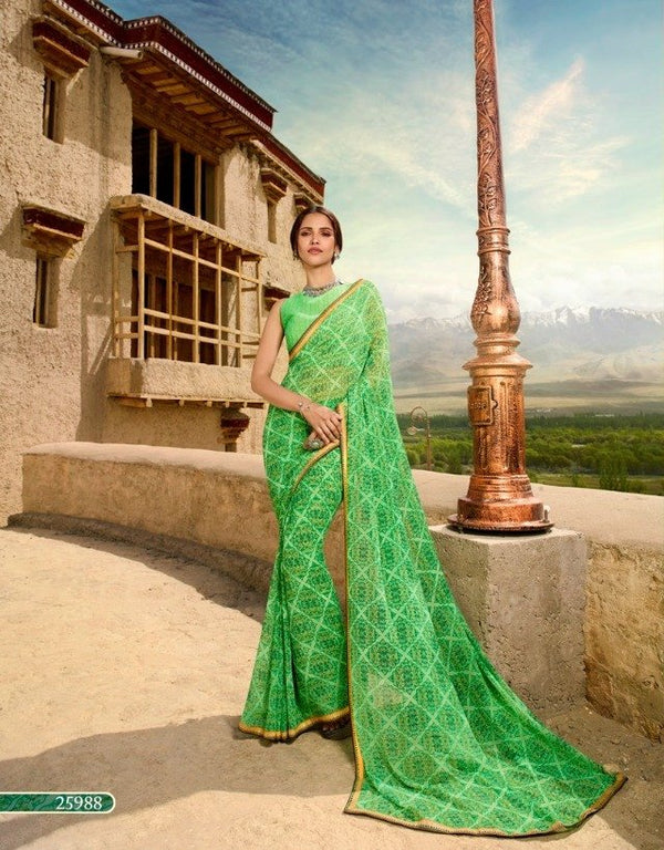 Sanskar Sanskar Suhane Pal Stp-25988 Green Georgette Saree