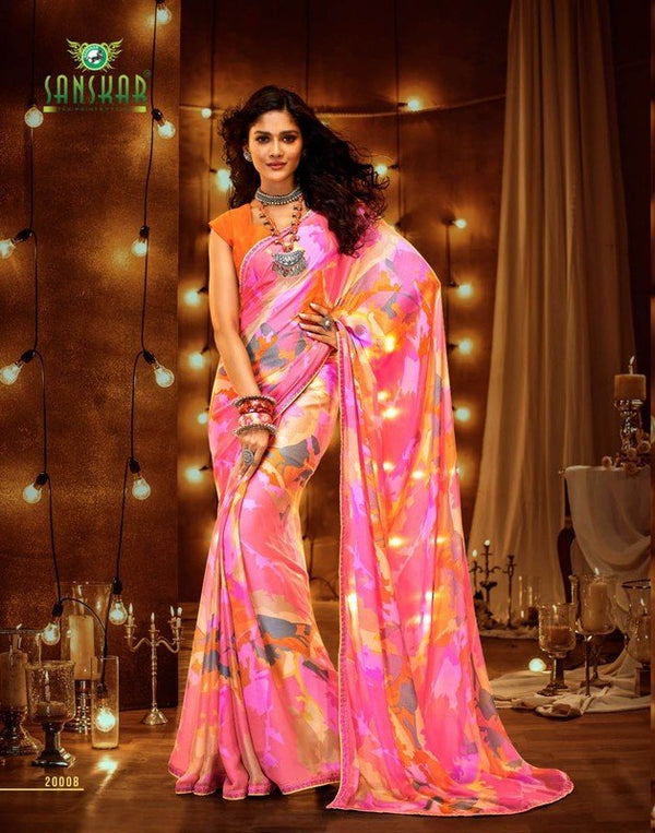 Sanskar Kaira Stp-20008 Multicolor Silk Georgette Saree