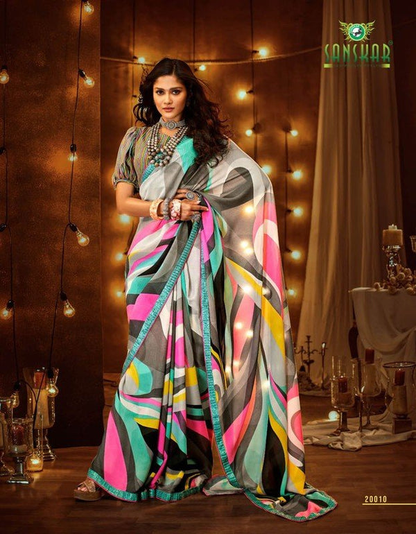 Sanskar Kaira Stp-20010 Multicolor Silk Georgette Saree