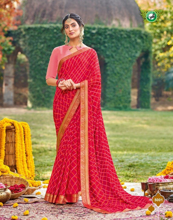 Sanskar Kesar-Kasturi Stp-5001 Pink Georgette Saree