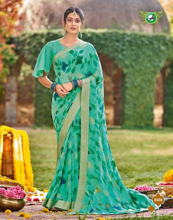 Sanskar Kesar-Kasturi Stp-5006 Green Georgette Saree