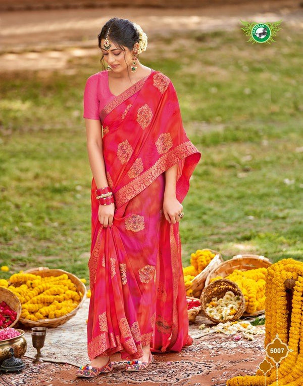 Sanskar Kesar-Kasturi Stp-5007 Pink Georgette Saree