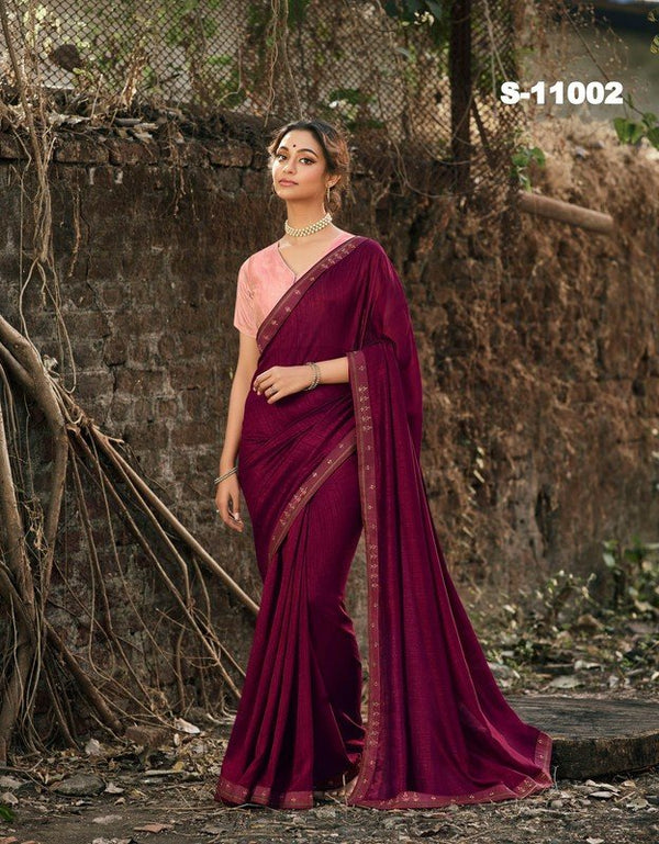 Sanskar Madhubala Stp-M11002 Wine Vichitra Silk Saree