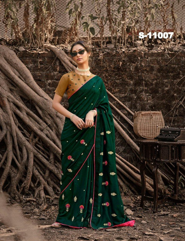 Sanskar Madhubala Stp-M11007 Green Vichitra Silk Saree