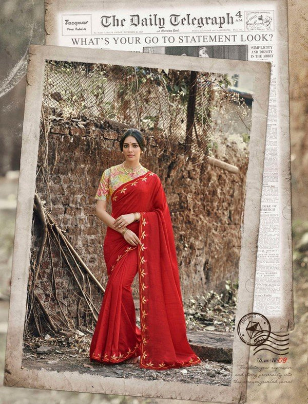 Sanskar Madhubala Stp-M11009 Red Vichitra Silk Saree