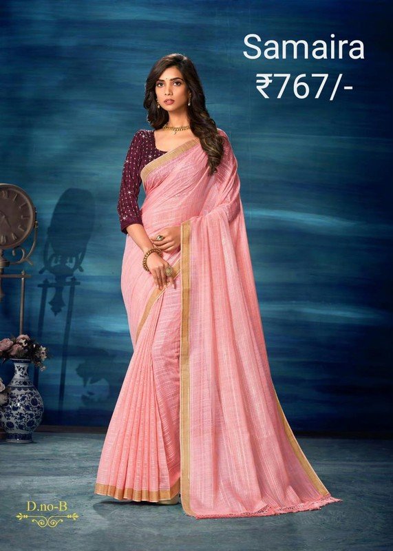 Satvachan Samaira-B Pink Cotton Silk Saree