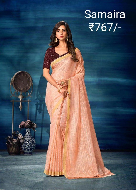 Satvachan Samaira-F Peach Cotton Silk Saree