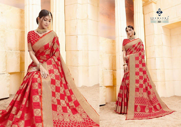 Seemayra Fashion Royal Jodha Sf-Rj2001 Red Cotton Silk Saree