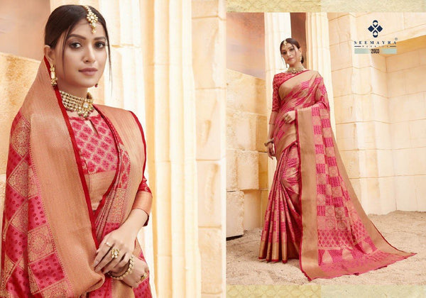 Seemayra Fashion Royal Jodha Sf-Rj2003 Pink Cotton Silk Saree