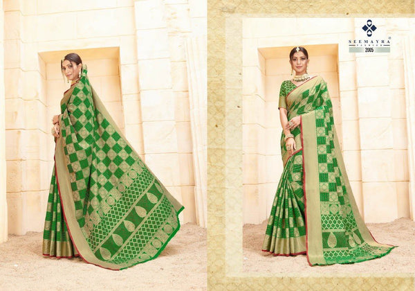 Seemayra Fashion Royal Jodha Sf-Rj2005 Green Cotton Silk Saree