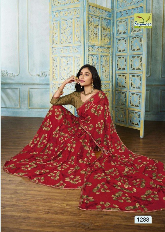 Seymore Chitra Sy0288 Red Georgette Saree