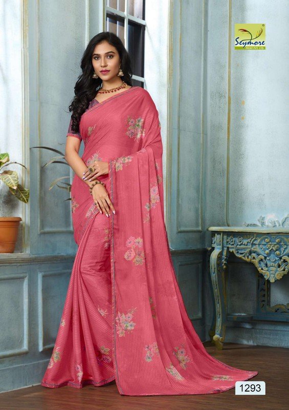 Seymore Chitra Sy0293 Pink Georgette Saree