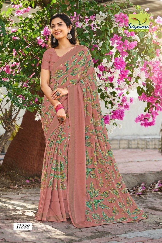 Seymore Kali Sy01338 Brown Viscose Georgette Saree