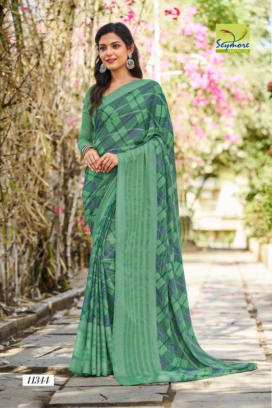 Seymore Kali Sy01344 Green Viscose Georgette Saree