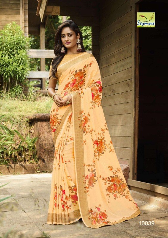 Seymore Kriti Sy00039 Beige Georgette Saree