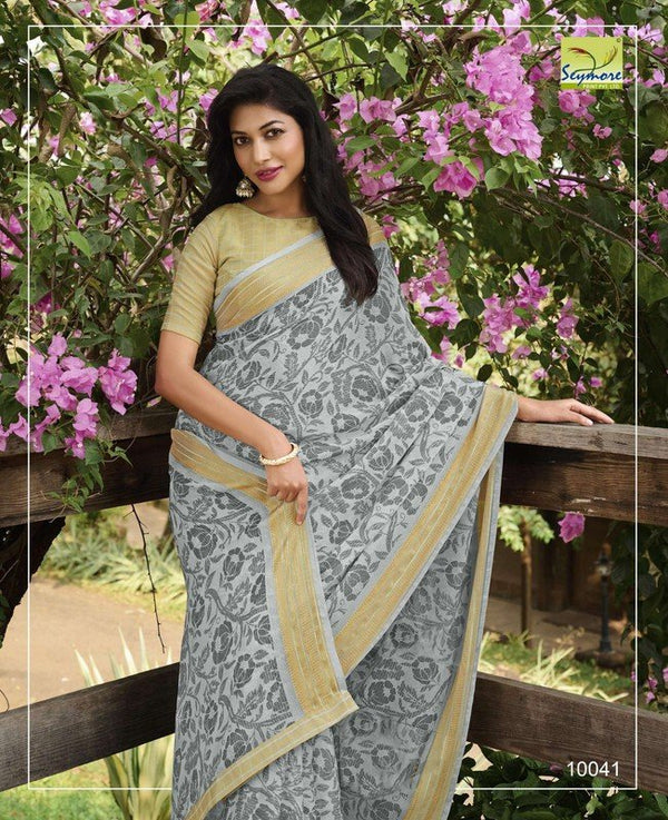 Seymore Kriti Sy00041 Grey Georgette Saree