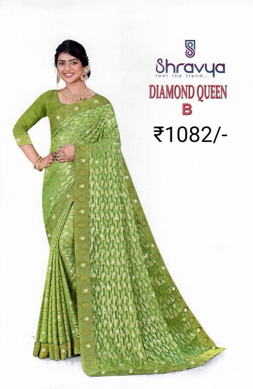 Shangrila Diamond Queen Sh-Dq-B Green Viscose Silk Saree