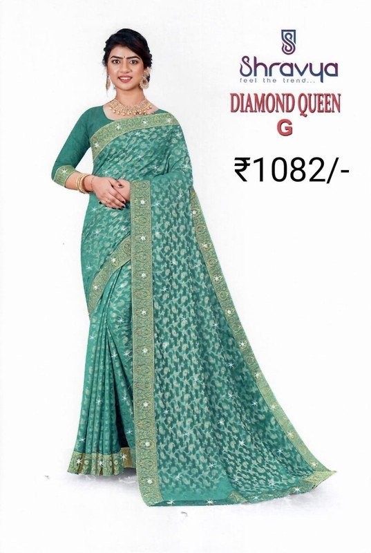 Shangrila Diamond Queen Sh-Dq-G Blue Viscose Silk Saree