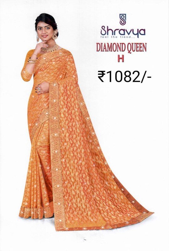 Shangrila Diamond Queen Sh-Dq-H Orange Viscose Silk Saree