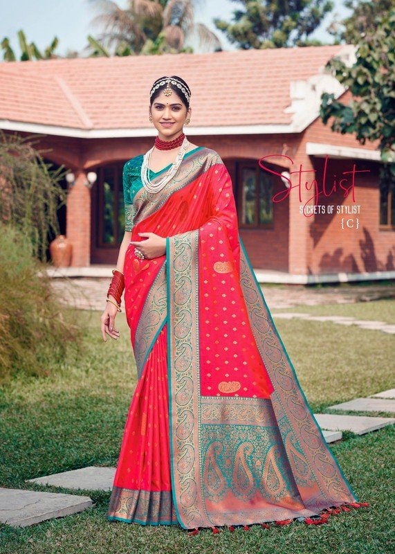 Shangrila Komal Silk-C Red Silk Saree