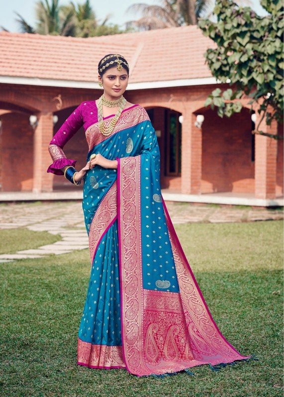 Shangrila Komal Silk-E Blue Silk Saree