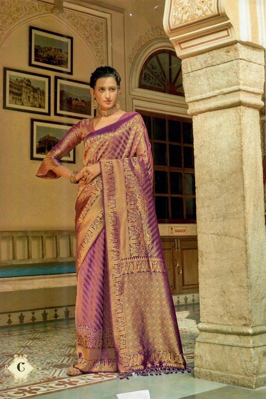 Shangrila South Pure Silk Sh-Sps-C Mauve Silk Saree