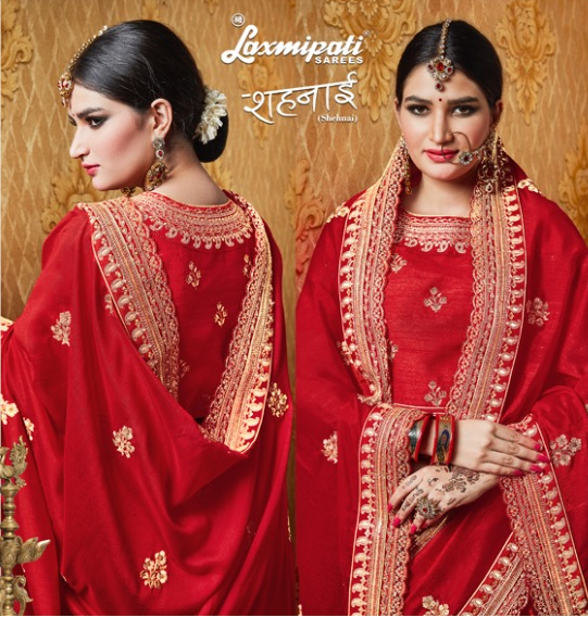 Laxmipati Shehani 6001 Red Raw Silk Saree