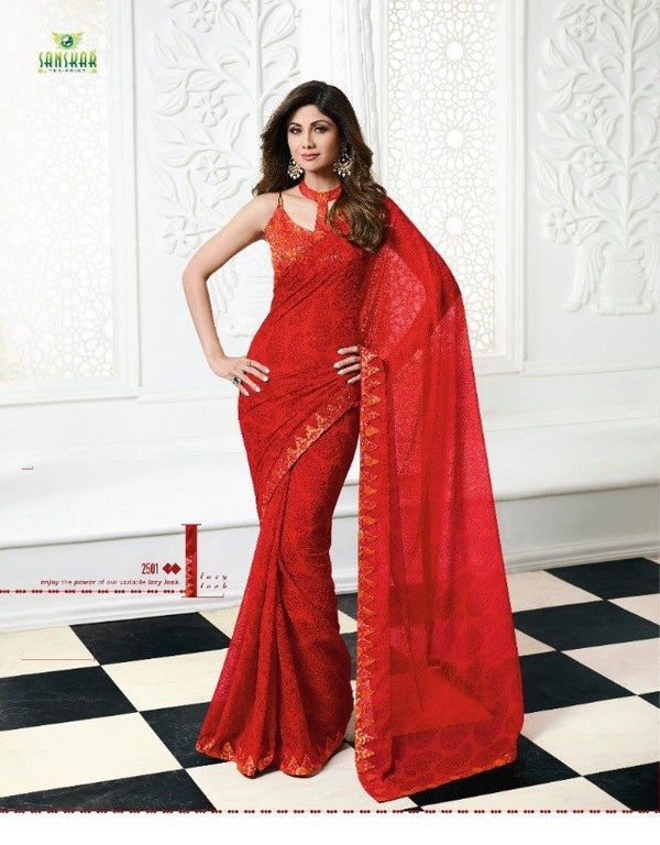 Sanskar Shilpa-1 Stp-2501 Red Unique Fancy Fabric Saree