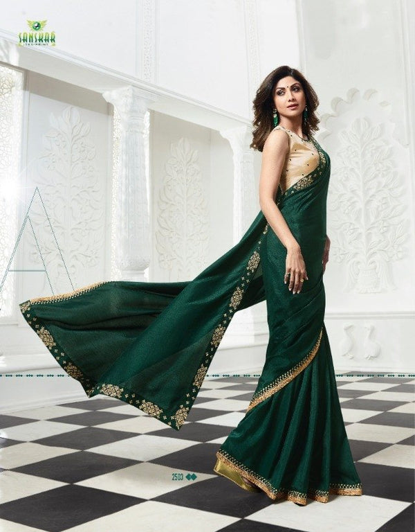 Sanskar Shilpa-1 Stp-2503 Green Unique Fancy Fabric Saree