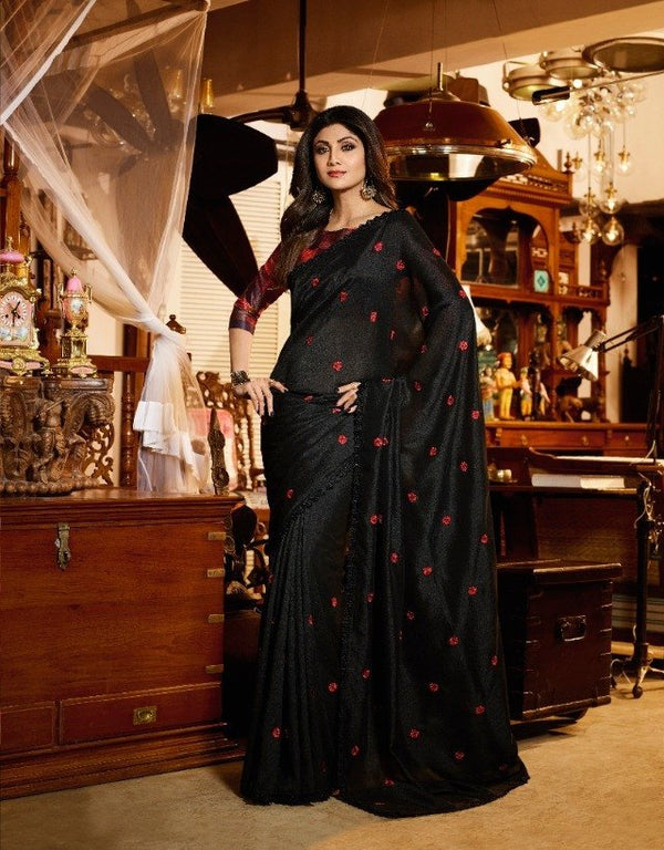 Sanskar Shilpa-3 Stp-2531 Black Unique Fancy Fabric Saree