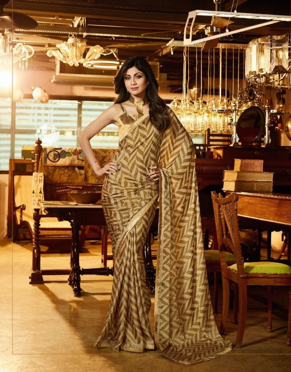 Sanskar Shilpa-3 Stp-2532 Cream Unique Fancy Fabric Saree
