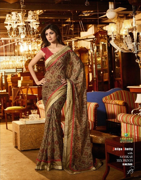 Sanskar Shilpa-3 Stp-2538 Multicolor Unique Fancy Fabric Saree