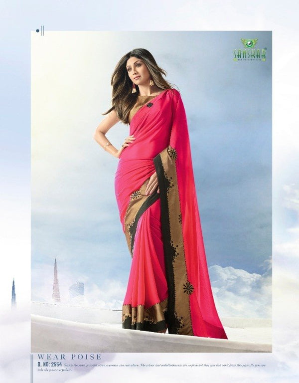 Sanskar Shilpa-5 Stp-2554 Pink Unique Fancy Fabric Saree