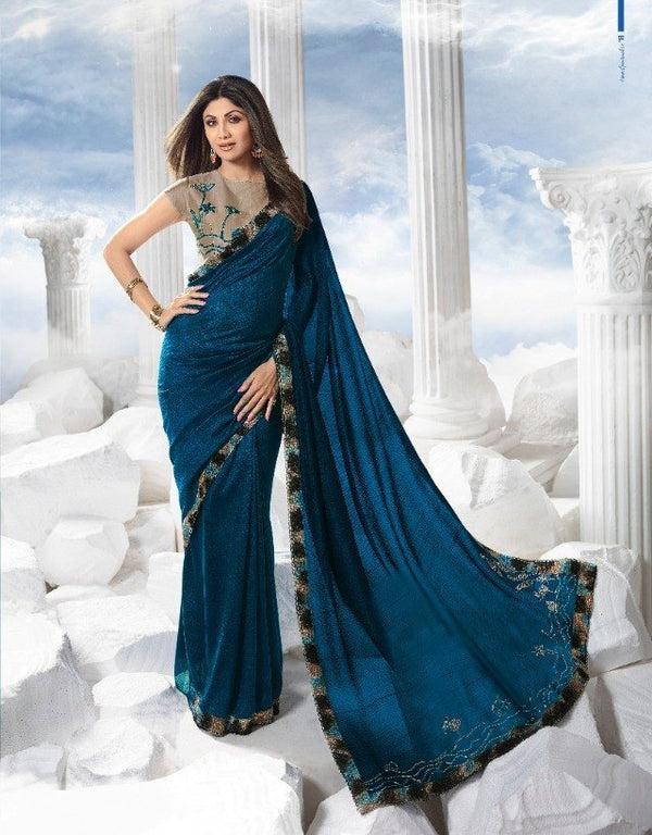 Sanskar Shilpa-5 Stp-2557 Blue Unique Fancy Fabric Saree