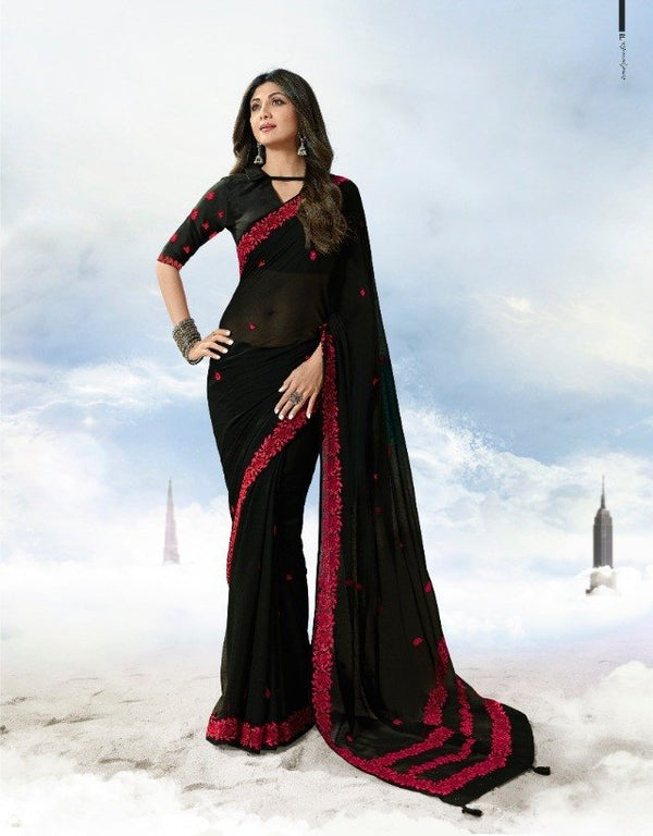 Sanskar Shilpa-5 Stp-2558 Black Unique Fancy Fabric Saree