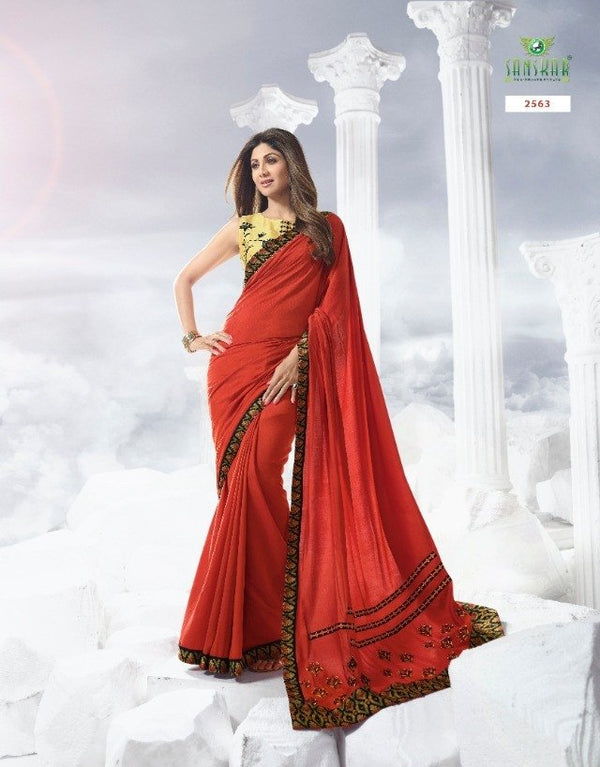 Sanskar Shilpa-6 Stp-2563 Red Unique Fancy Fabric Saree