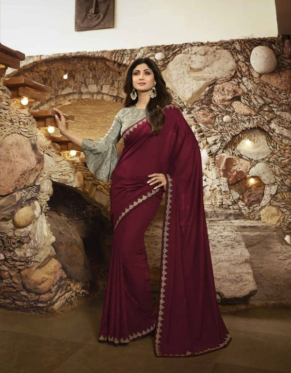 Sanskar Shilpa-7 Stp-2573 Maroon Unique Fancy Fabric Saree