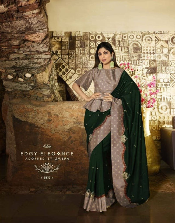 Sanskar Shilpa-7 Stp-2577 Green Unique Fancy Fabric Saree